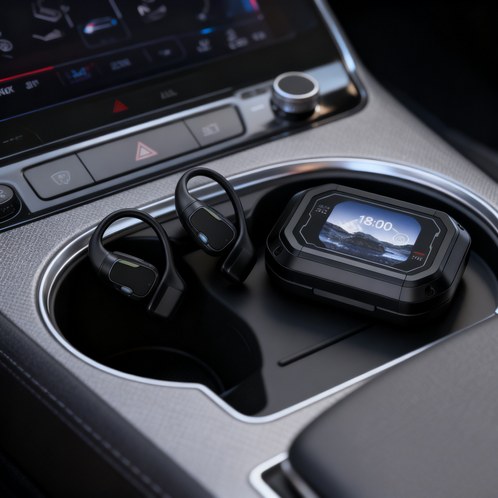 Wireless Earhook Bluetooth Headphones with ENC and Display – Dual Color