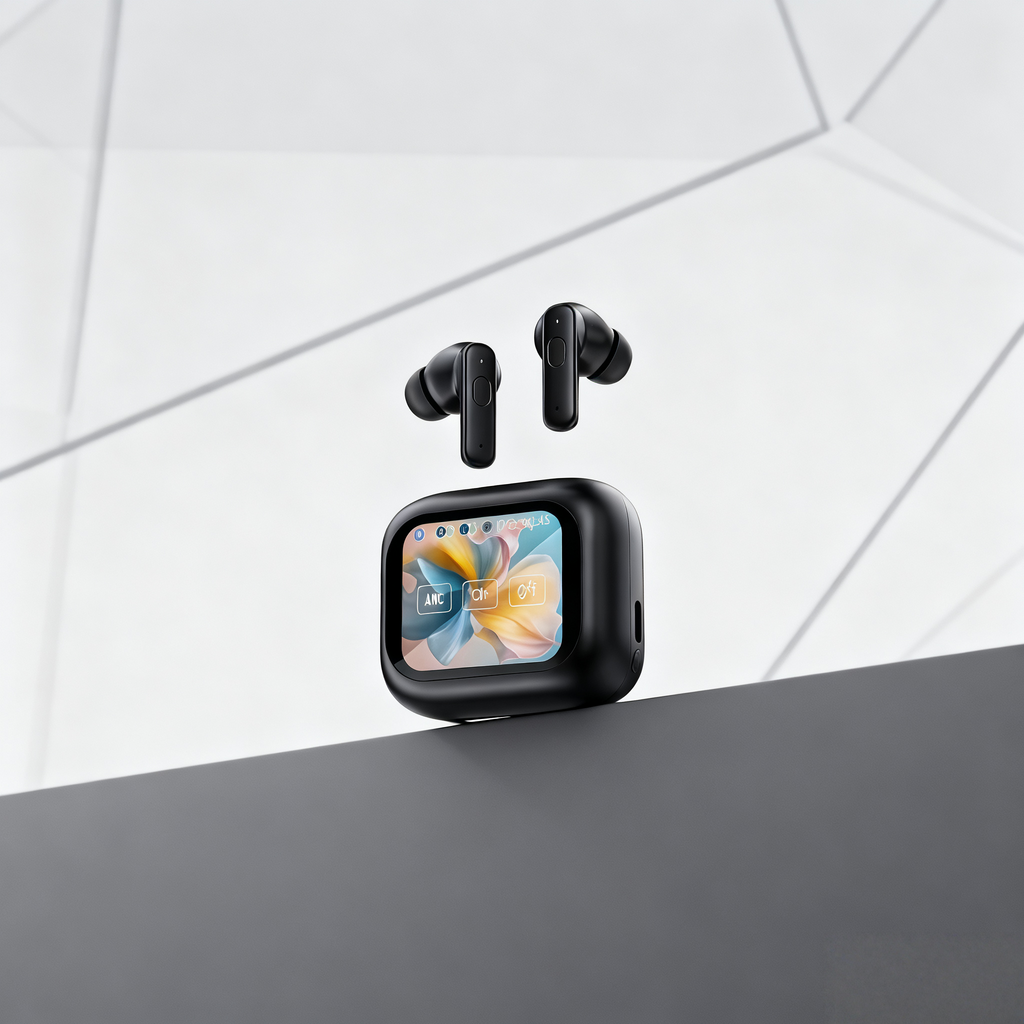 Full-Color Touchscreen ANC In-Ear Bluetooth Headphones – Dual Color