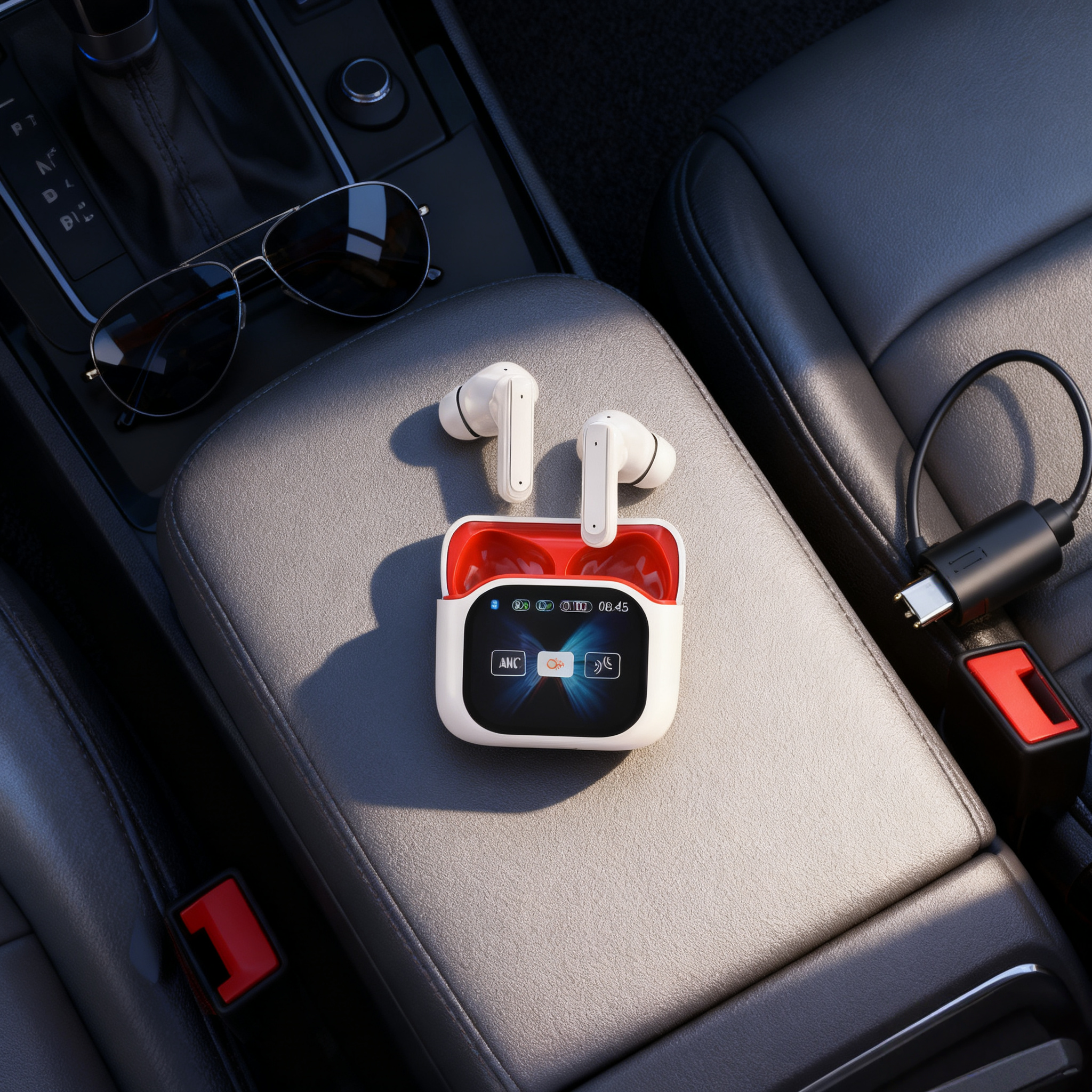 LED Touch Screen In-Ear ANC + ENC Bluetooth Earbuds – Dual Color