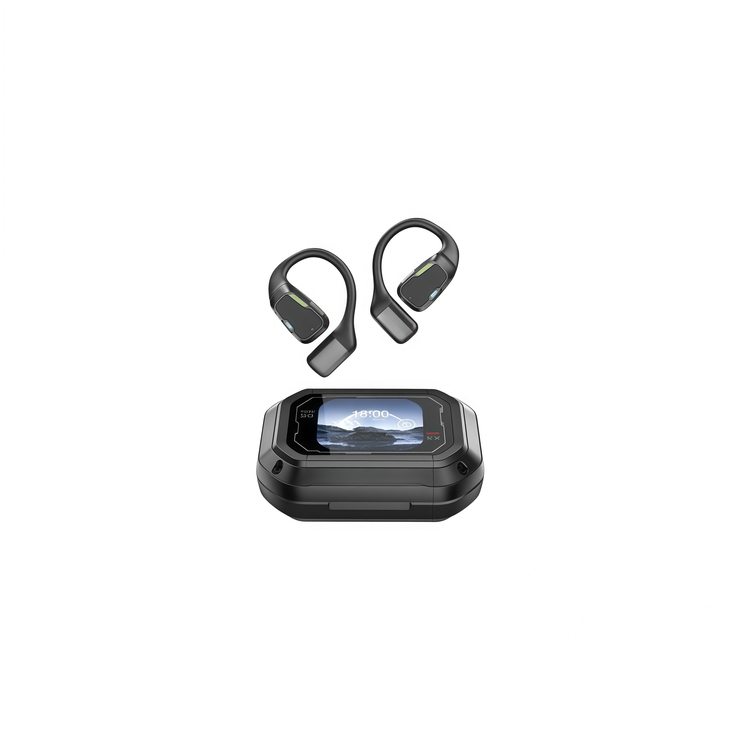 Wireless Earhook Bluetooth Headphones with ENC and Display – Dual Color