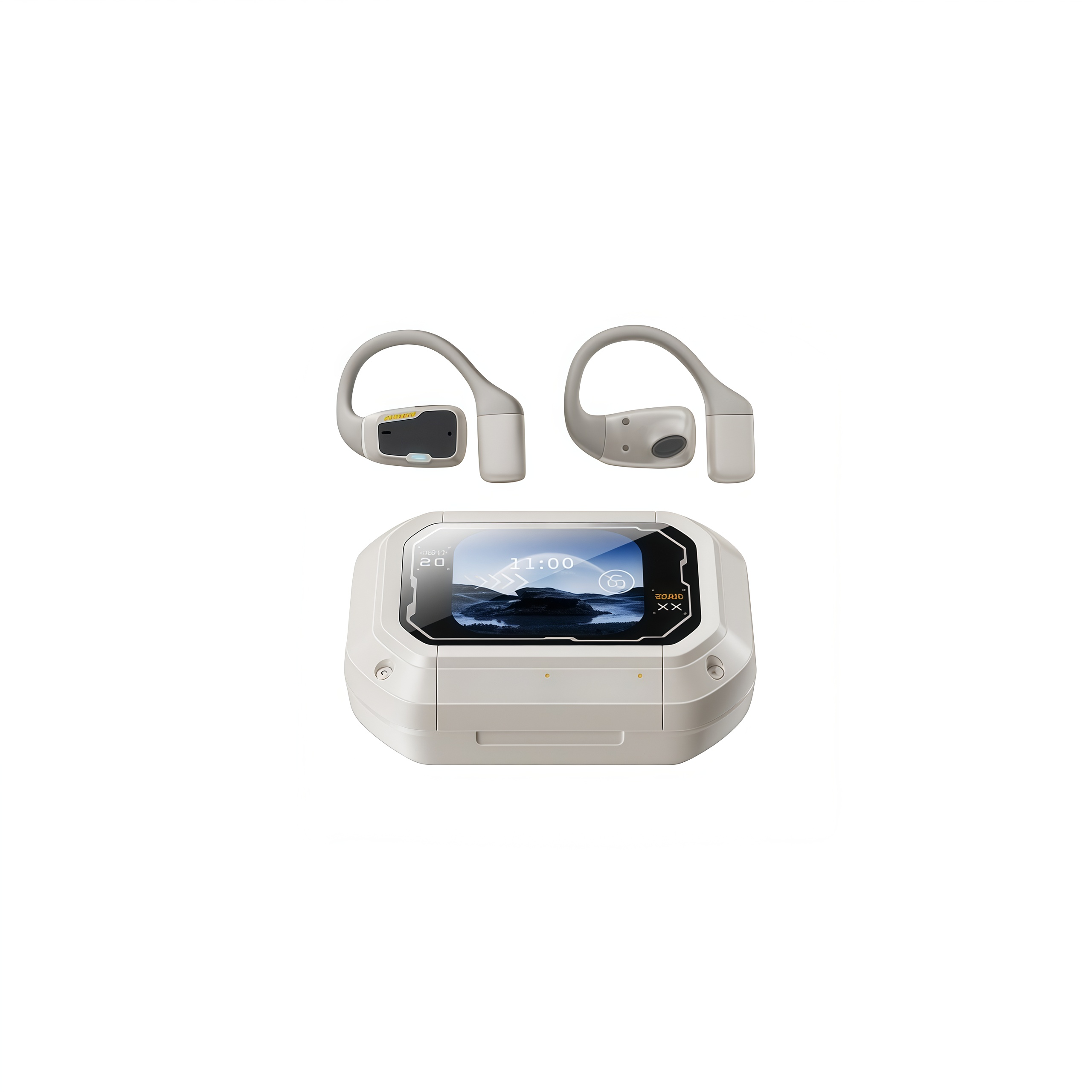 Wireless Earhook Bluetooth Headphones with ENC and Display – Dual Color